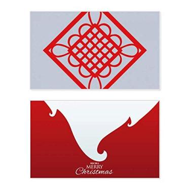 Imagem de Diamante Vermelho Nó Chinês Corte De Papel Feriado Feliz Natal Cartão De Parabéns Mensagem De Letras De Natal