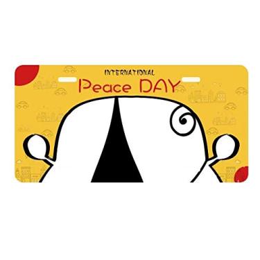 Imagem de DIYthinker Placa de carro Black Cat Sit Halloween desenho animal placa de carro decoração Dia da Paz