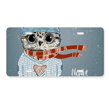 Imagem de DIYthinker Sketching Lovely Owl Winter Night Placa Decoração de Carro Aço Inoxidável