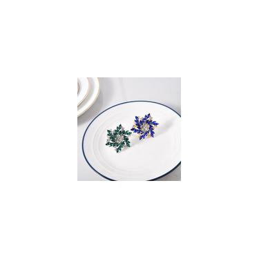 Imagem de Kit mesa posta Porta Guardanapo natal flor cristal azul 6 pc