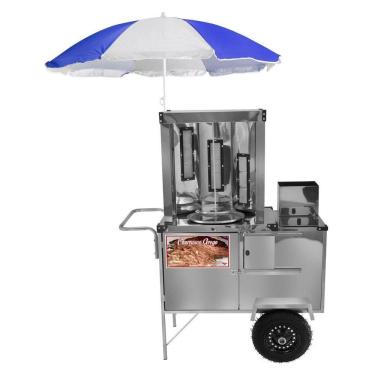 Imagem de Carrinho de Churrasco Grego com Rodas Pneumáticas e Guarda Sol - Cefaz