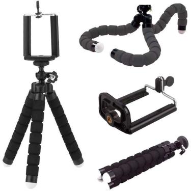 Imagem de Tripe Suporte Celular Smartphone Flexível Tripé Gravar Vídeo Preto P