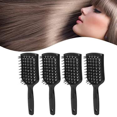 Imagem de 4 peças de escova de cabelo desembaraçar, escova de remo, escova de cabelo ventilada, escova desembaraçadora para secar cabelos lisos grossos cacheados molhados e secos
