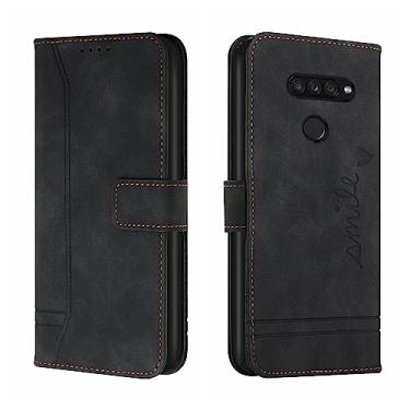 Imagem de coldre de proteção Compatível com LG K51 Wallet Case, Protetora em TPU à prova de choque, Capa de telefone em couro PU Magnética Flip Folio Porta-cartões em couro Fivela do cinto (Color : Black)
