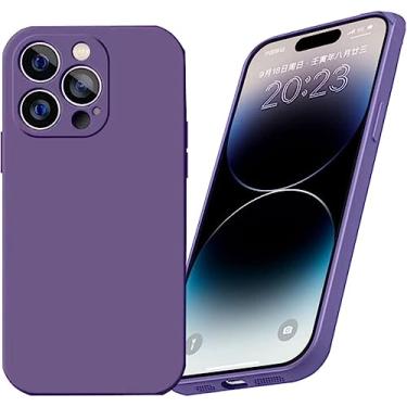 Imagem de IENYU Capa de silicone líquido, com capa de borracha de forro de microfibra, para iPhone 13mini/13/13pro/13Promax/14/14 Pro/14 plus/14Pro max, rosa, 14 Pro max 6,7 polegadas (cor: roxo, tamanho: 13 5,4'')