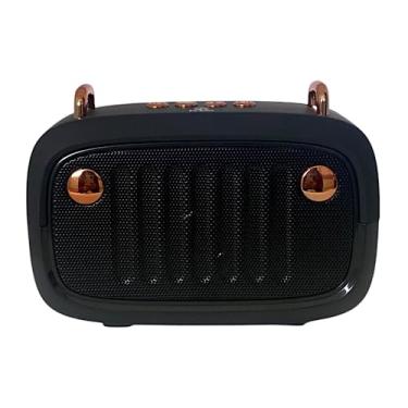 Imagem de Caixa de Som Portátil Som Limpo Qualidade Bluetooth Preto Retro Grave