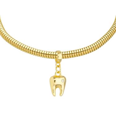 Imagem de Pulseira Dente Dentista Para Pandora Banhado a Ouro 18k