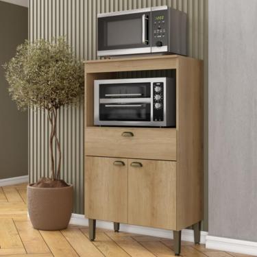 Imagem de Balcão 2 Portas 1 Gaveta com Tampo 70cm Moderna THB - Capuccino