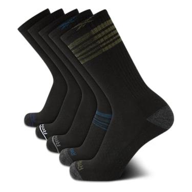 Imagem de Reebok Men's Cushioned Comfort Athletic Performance High Crew Socks (5 Pack) (Black Logo, Shoe Size: 6-12.5)