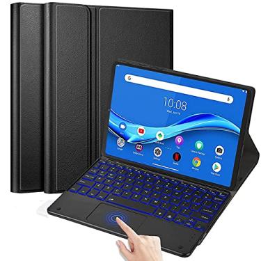 Imagem de QYiiD Capa de teclado Touchpad retroiluminada para tablet Lenovo Tab M10 Plus 10,3 polegadas FHD (TB-X606F / TB-X606X), teclado Bluetooth sem fio magneticamente destacável para Lenovo M10 FHD Plus