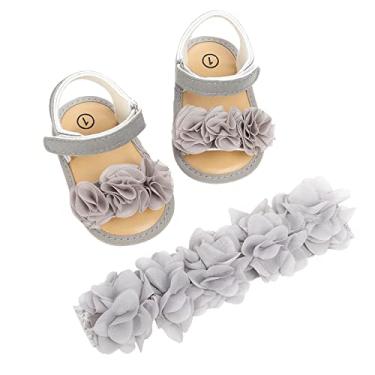 Imagem de Sandálias de princesa rosa para bebês bebês meninas o chão descalço antiderrapante primeiro andador pré-andador tamanho 3 sandálias para meninas, Cinza, 9-12 Meses