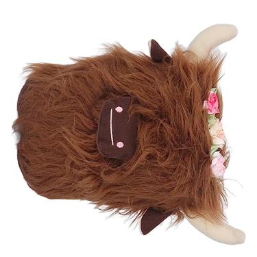 Imagem de Boneca de Gado Recheada, Brinquedo de Pelúcia Highland Cow Adiciona Interesse Visual Confortável Requintado Realista Sem Rosto para Quarto para Sala de Estar (Marrom)