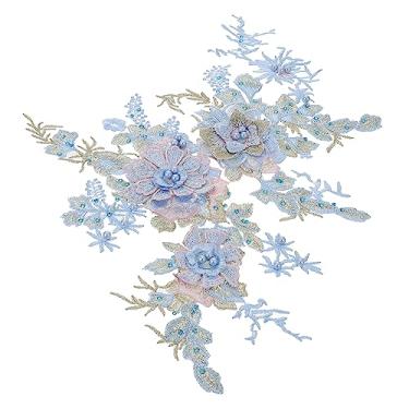 Imagem de EXCEART 8 Peças Remendo Roupas Remendando 3D Flor Apliques Tecido Diamante Apliques Bustier Espartilho Bordado Tecido Pérola Jeans Costurar Remendos De Flores Pérola Espartilho Top Rosa