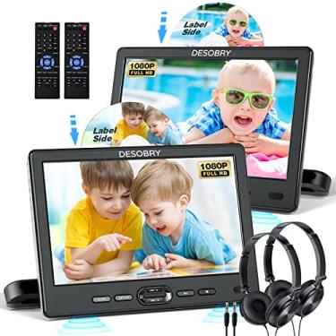 Imagem de Car DVD Player Dual Screen with Headrest Mount, DESOBRY 10.5" Portable DVD Player for Car with Suction-Type Disc in, Play a Same or Two Different Movies, Support 1080P Video,HDMI Input, USB/SD Reader