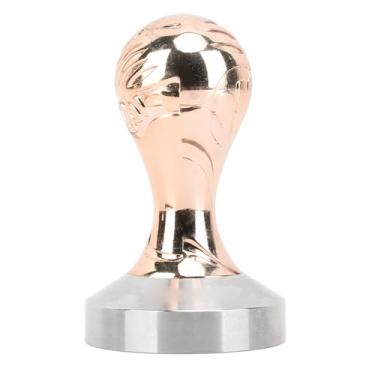 Imagem de Prensa de Aço Inoxidável 58mm para Máquinas de café, Alça Ergonômica, Uniforme e Personalizável, Adequado para Uso Em Cafeterias Domésticas (Rosa ouro)