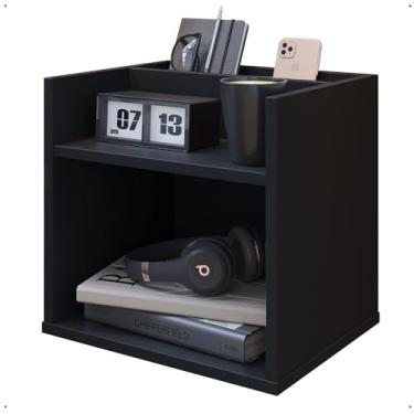 Imagem de Mesa de Cabeceira Suspensa Madri Divisória Organizadora Nicho Mesinha Decorativa Quarto Casal Solteiro - Preto - RPM Móveis