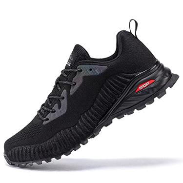 Imagem de Kricely Tênis masculino de corrida trilha fashion caminhada caminhada tênis masculino tênis de treino cruzado tênis externo snearker masculino casual treino calçado, Preto, 14