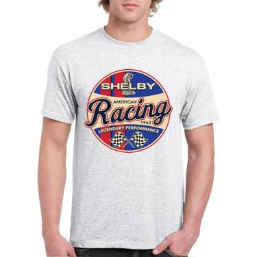 Imagem de Camiseta masculina Shelby Racing 1962 American Muscle Car Mustang Cobra GT500 GT350 Performance Powered by Ford, Cinza-claro, M