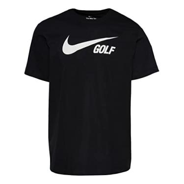 Imagem de Nike Camiseta masculina de algodão de golfe Swoosh, Preto/branco, P
