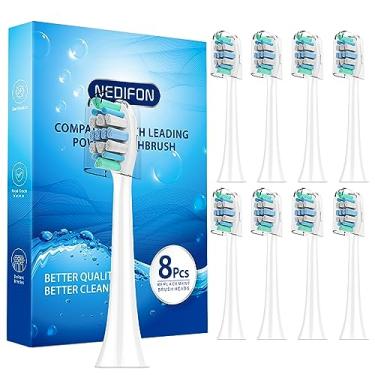 Imagem de Cabeças de escova de dentes de substituição compatíveis com escova de dentes elétrica Sonicare (embalada individualmente com capa higiênica), pacote com 8 cabeças de escova de substituição para alças de encaixe Phillips Sonicare (8 unidades)