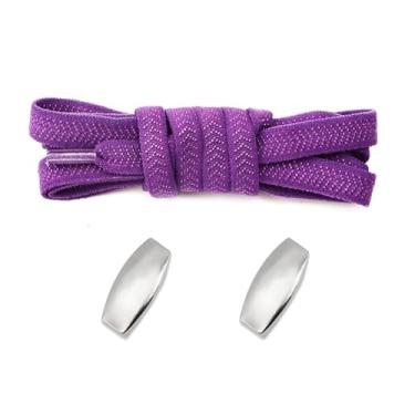 Imagem de Lock Elastic Laces Sneakers Tennis Shoelaces Without Ties Adult Kids Flat No Tie Shoelace For Shoes Accessories (Color : Purple)