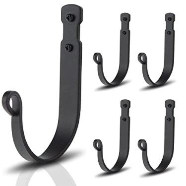 Imagem de AKBFOX Ganchos de parede de ferro forjado preto resistente cabide decorativo vintage para casa, garagem, banheiro, cozinha, porta, escritório, casaco, chaves, toalha, ferramentas, bolsas, chapéu, 5