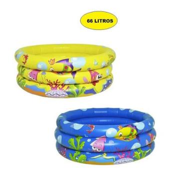 Imagem de Piscina Inflável 66 Litros Peixinhos Infantil Bebês - Dm Toys