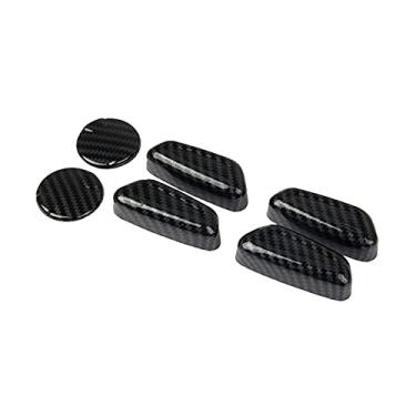 Imagem de Acessórios de guarnição da tampa do botão de ajuste do assento de fibra de carbono aptos para Ford F150 2015 + para F250 F350 Maverick Bronco Sport Edge Escape Expedition Explorer