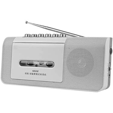 Imagem de Reprodutor de cassetes retrô, reprodutor de cassetes de rádio e gravador com ajuste analógico de rádio AM/FM, microfone embutido e bateria