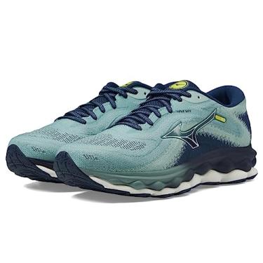 Imagem de Mizuno Tênis de corrida masculino Wave Sky 7, Azul mineral, branco-neve, 38