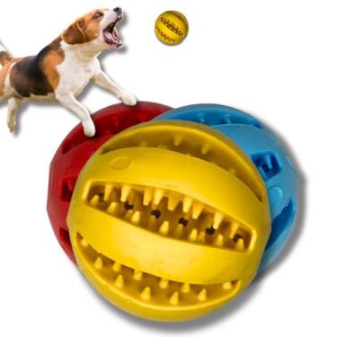 Imagem de Bolinha Brinquedo Para Cachorro Cães Gato Pet Anti-Estresse/Tartaro Bola Mordedor Compartimento Para Petiscos e Ração (Amarela)