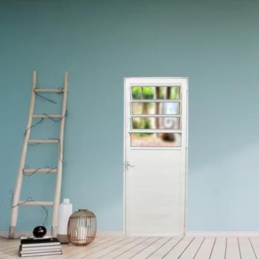 Imagem de Porta Basculante Lambril de Alumínio 210 X 70cm Linha 25 Lado Esquerdo Branco