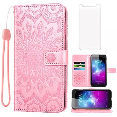 Imagem de Capa de telefone para ZTE Quest 5/ZTE Blade Vantage 2 /A3L/L8/A3 2019 capa carteira com protetor de tela de vidro temperado girassol capa flip fina com suporte para cartão acessórios femininos ouro