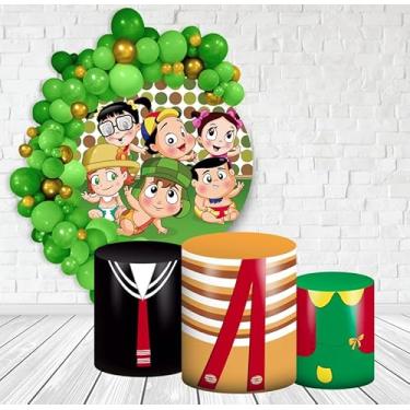 Imagem de Kit Decoração Festa de Aniversário Master Painel Redondo 1,50 + Trio de Capas de Cilindro Turma do Chaves Baby