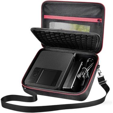 Imagem de Capa compatível com impressora fotográfica compacta sem fio Canon SELPHY CP1500/CP1300/CP1200 e conjunto de tinta colorida e papel/bateria - bolsa organizadora de armazenamento apenas (preto)