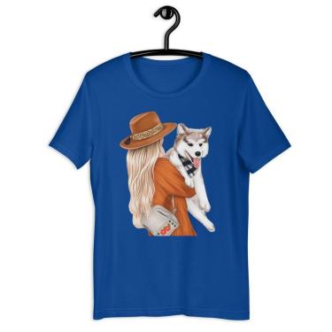 Imagem de Camiseta Blusa Feminina Garota Love Dog Husky-Feminino