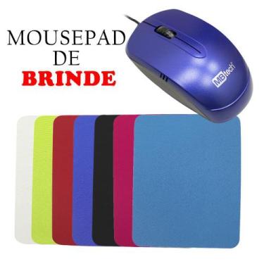 Imagem de Mouse Óptico Azul com fio  USB + Mousepad - Generick, Azul Mouse + Mou
