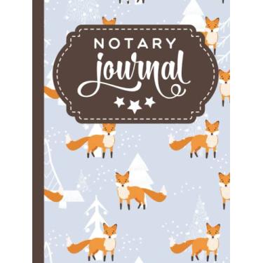 Imagem de Hardcover Notary Journal: 8.5x11 Large Notarial Logbook/With 200 Numbered Pages - Two Record Logs Per Page / 400 Records/Ledger Book Gift For ... / Red Fox in White Tree Forest on Lavender