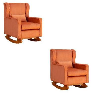Imagem de Kit 2 Poltrona Aurora Balanço Vovo Veludo Terracota - FM - Fina Mobíli