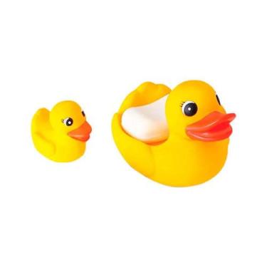 Imagem de Saboneteira Pata Mãe e Patinho Baby Bee Para Banho do Bebê - Bee Toys