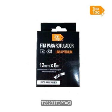 Imagem de Fita Compativel P/ Rotulador Brother 12 Mm Preto/branco Tze231 - TOP T