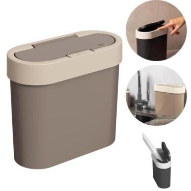 Imagem de Lixeira Flat Para Cozinha 2,8 Litros - Cinza Fendi - BRINOX