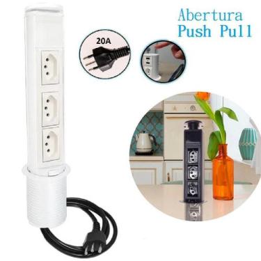 Imagem de Torre Mini Totem Manual 3 Tomadas 20A Nbr Branco Qtmov - Dutotec Indus