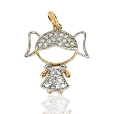 Imagem de Pingente de ouro 18k Filha com Pedras - Elegancy Joias