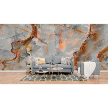 Imagem de Papel de Parede Painel 3D Mármore Prata 4M Auto Colante Revestimento B