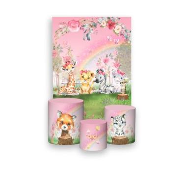 Imagem de Painel De Festa Vertical 1,50 x 2,20 + Trio De Capas Cilindro - Safari