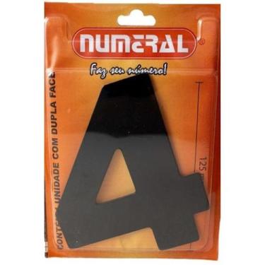Imagem de Algarismo 4 Numeral 125mm Preto 600-4 - Numeral Ind