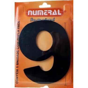 Imagem de Algarismo 9 Numeral 125mm Preto 600-9 - Numeral Ind
