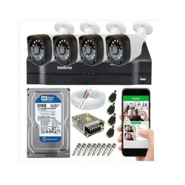 Imagem de Kit Cftv 4 Câmeras Segurança Hd + Dvr Mhdx Multi Hd Intelbras + HD 320