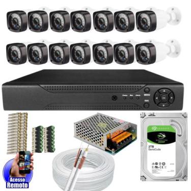 Imagem de Kit Cftv 14 Câmeras Segurança Infravermelho 20 Metros Dvr Multi Hd 16c
